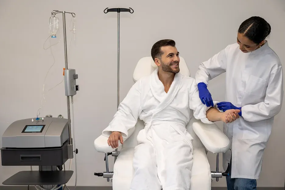 A man getting IV Therapy