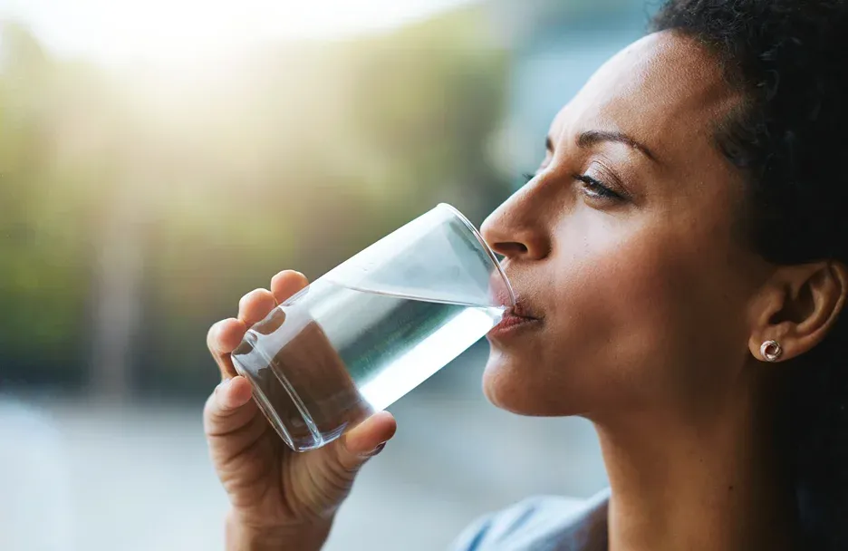 woman drinks water