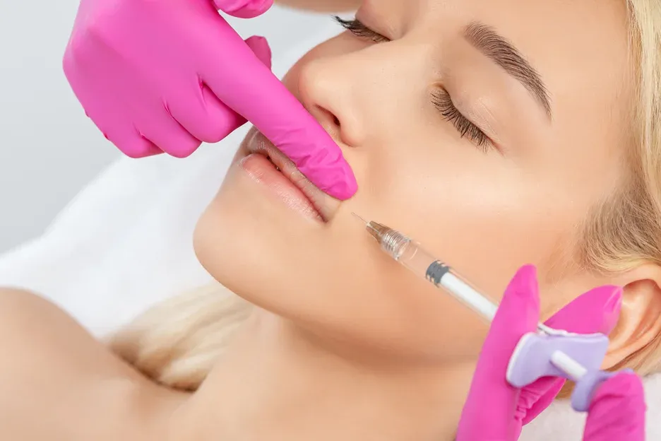 a woman getting lip filler treatment