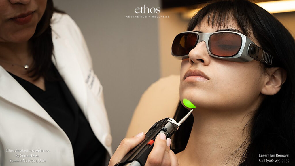 a woman getting facial laser hair removal treatment